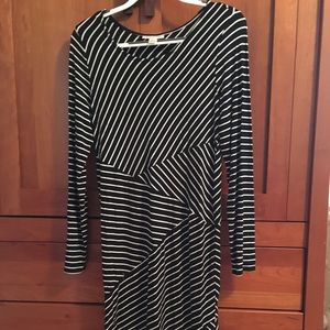 Motherhood maternity soft long sleeve stripe dress